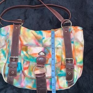 VINTAGE 90's/Y2K GORGEOUS TIE DYE LEATHER MESSENGER BAG FESTIVAL BOHO